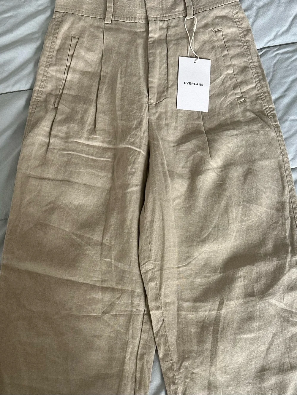 Everlane Wide-Leg Linen-Blend Pants in Khaki